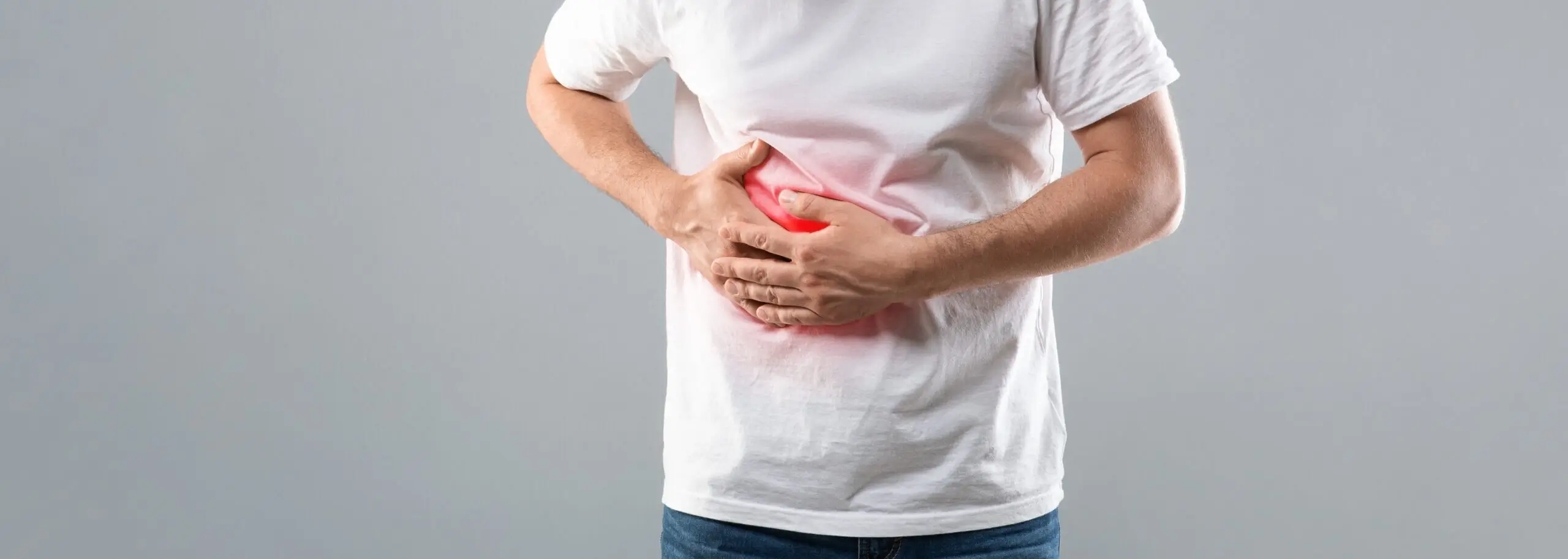 man holding pain liver