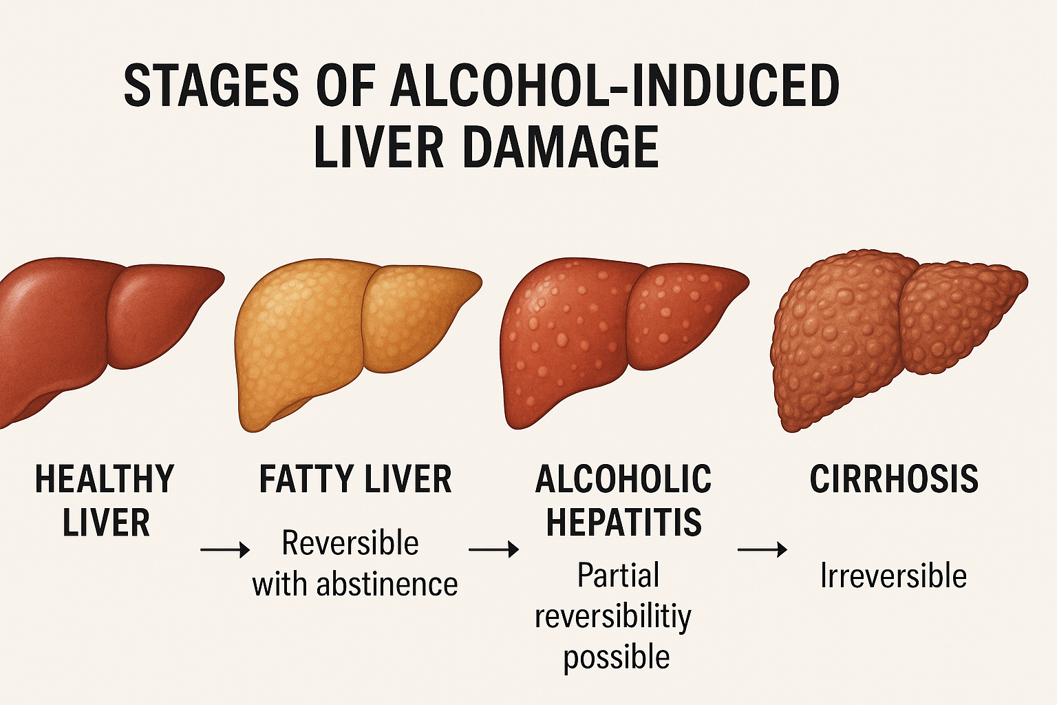 stages of alcohol induced liver damage